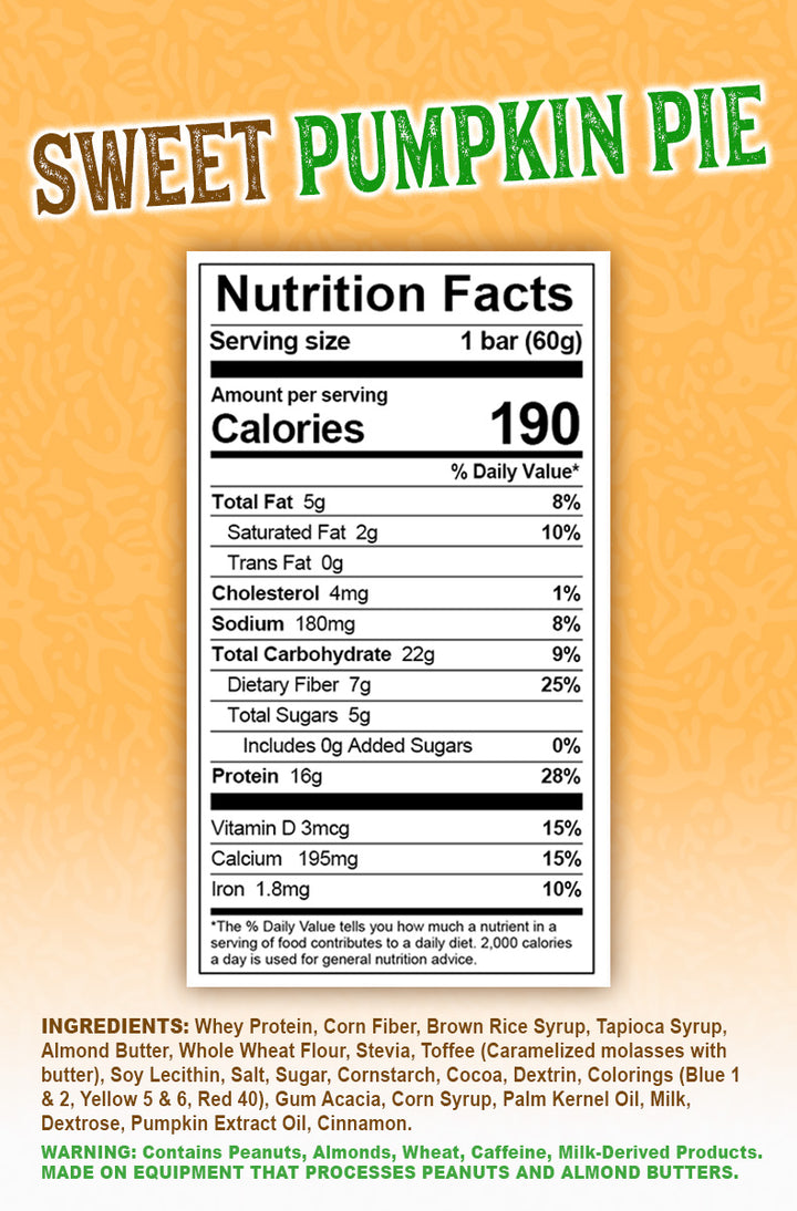 Sweet Pumpkin Pie 6 bars Dive Bar Nutrition